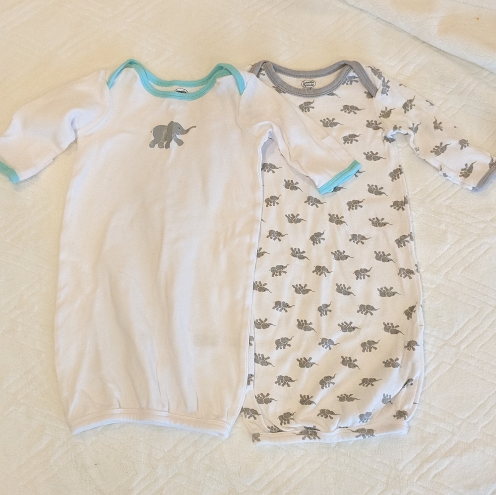 Set of 2 Luvable Friends Elephant Gowns Size 0-6